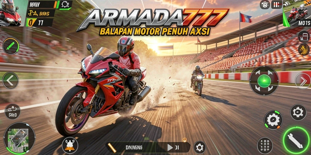 Tampilkan gameplay balapan motor yang intens dan seru.