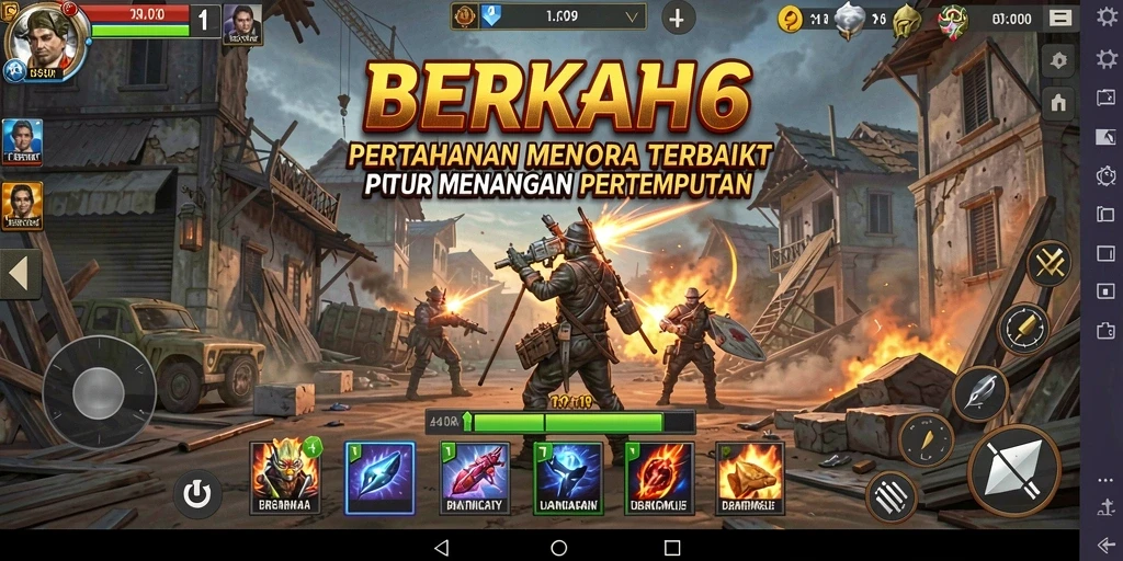 Tampilan menarik dari gameplay Tower Defense penuh aksi.
