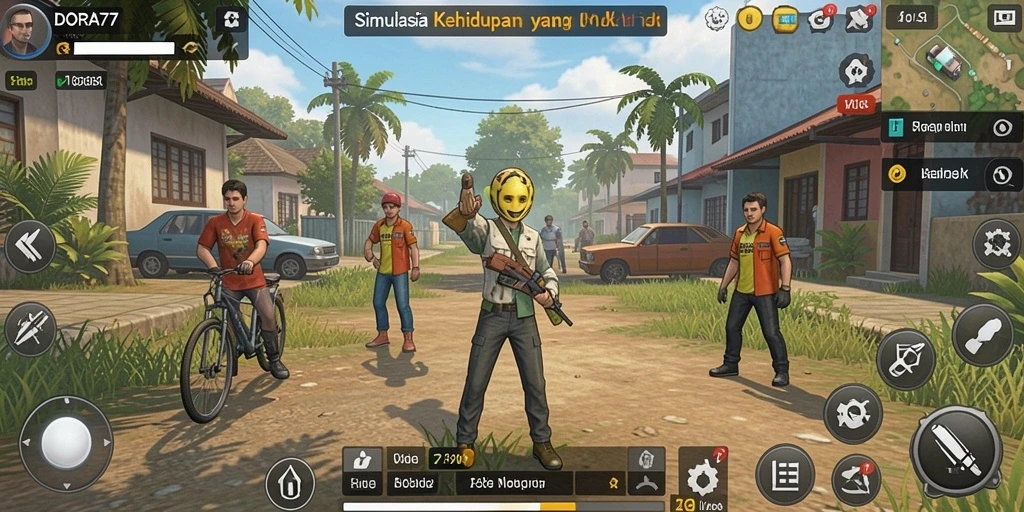 Tampilan gameplay DORA77 yang interaktif dan penuh warna.