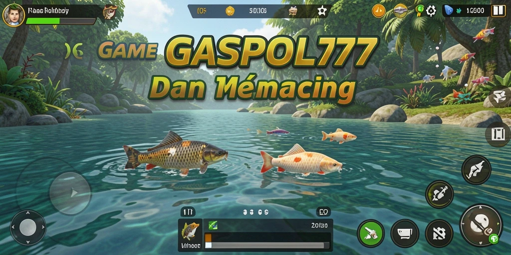 Screenshot GASPOL77 menunjukkan pemain sedang menangkap ikan di laut yang tenang.