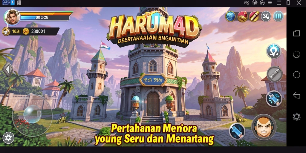 Tampilan gameplay seru dalam game Tower Defense HARUM4D.