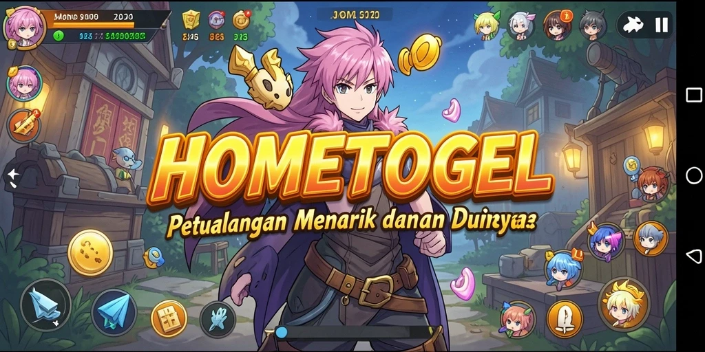 Screenshot gameplay HOMETOGEL menampilkan karakter anime yang beraksi.