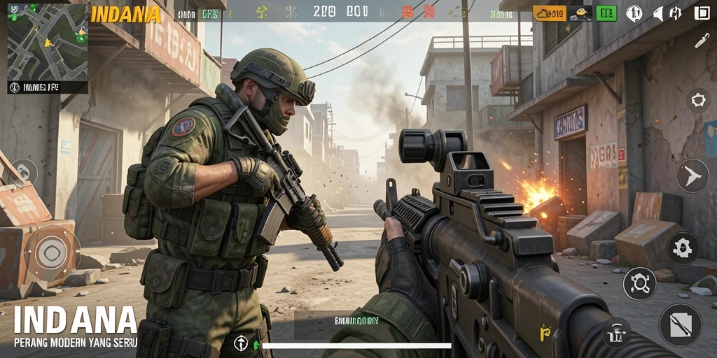 Gameplay intens dalam pertempuran FPS di INDAAA.