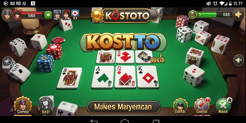 Tampilan utama gameplay KOSTOTO dengan pemain yang bersaing dalam Domino.