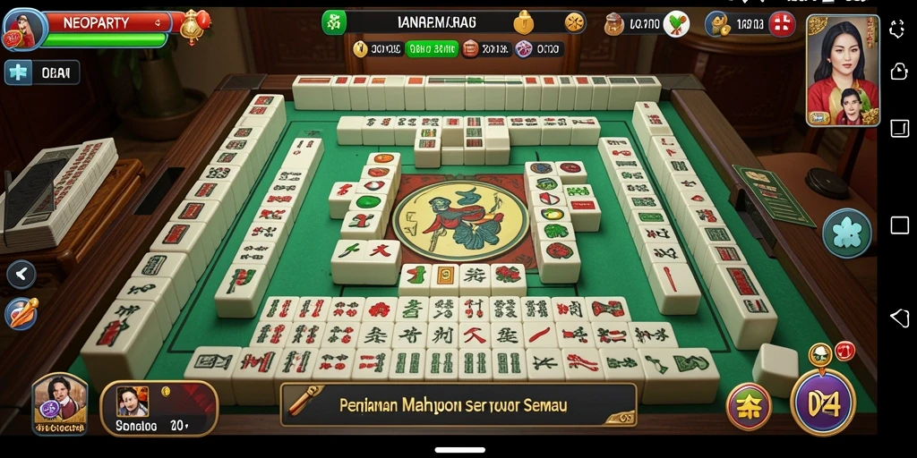 Screenshot gameplay NEOPARTY menampilkan keseruan permainan Mahjong.