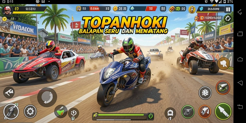 Tampilan menarik gameplay balapan di TOPANHOKI.
